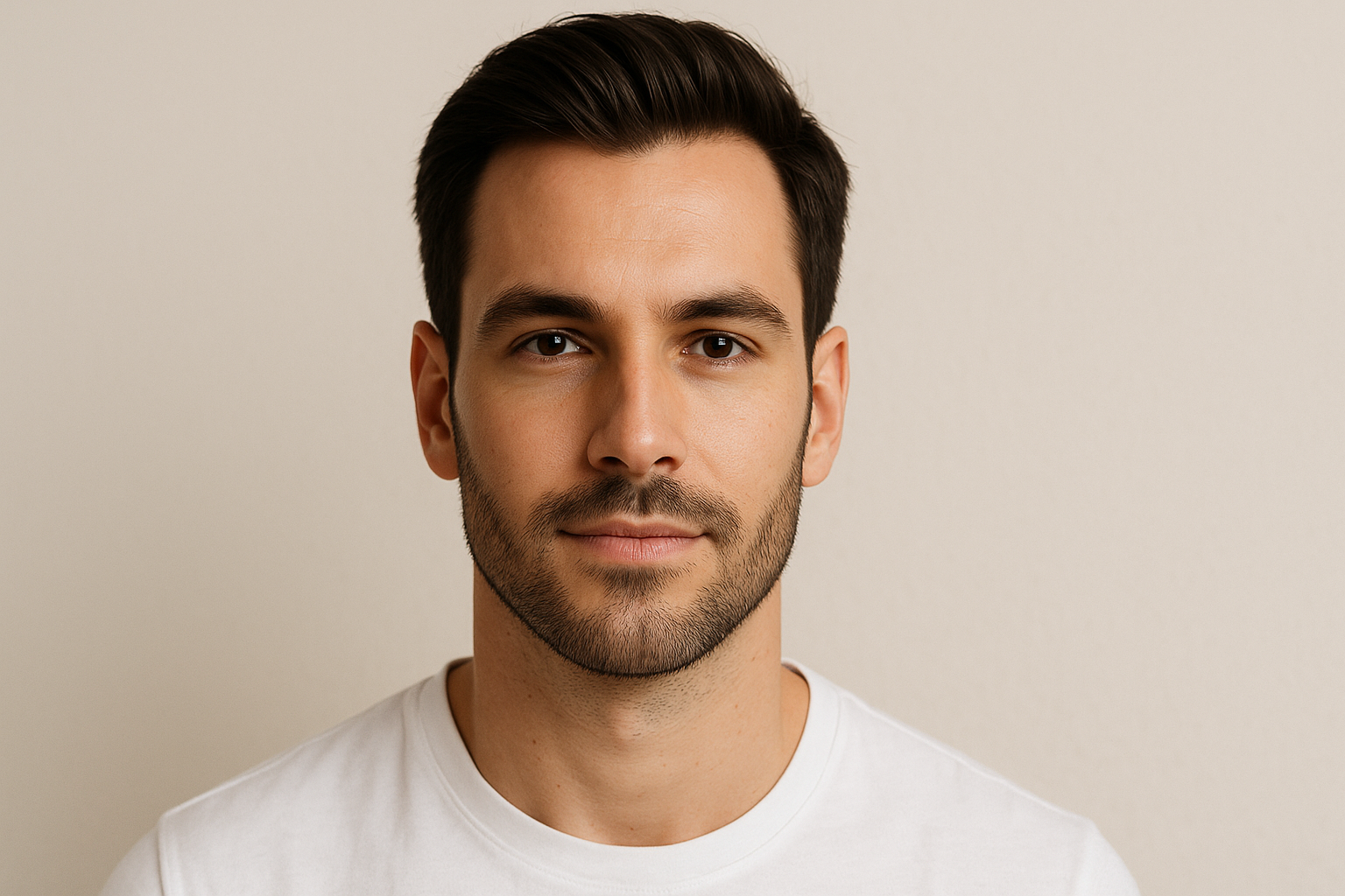 Primer plano del rostro de un hombre sonriendo, resaltando el cuidado de la piel masculina.