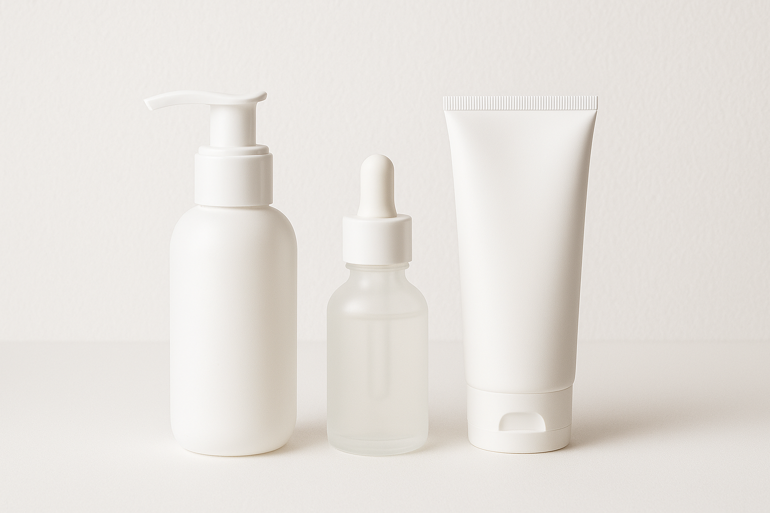 Set de productos minimalistas para el cuidado facial, concepto Skinimalism de Diamonds Skin RD